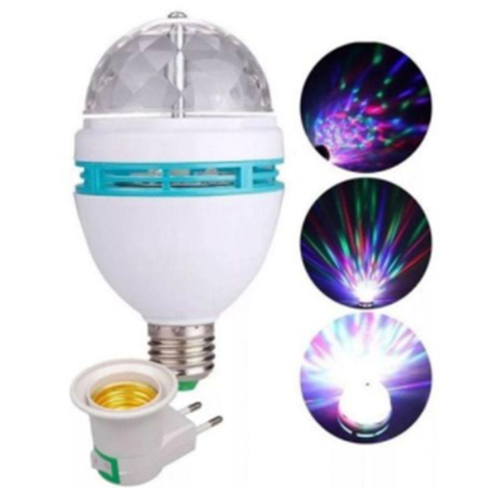 Luz Led Globo Rotativa Rgb Festa Neon Lâmpada Giratória - 1