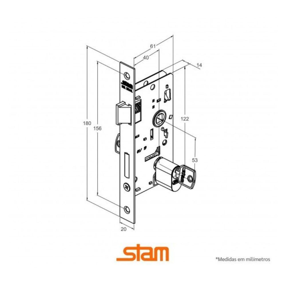 Fechadura Espelhada Inox - Stam Externa 1801/21 - 2