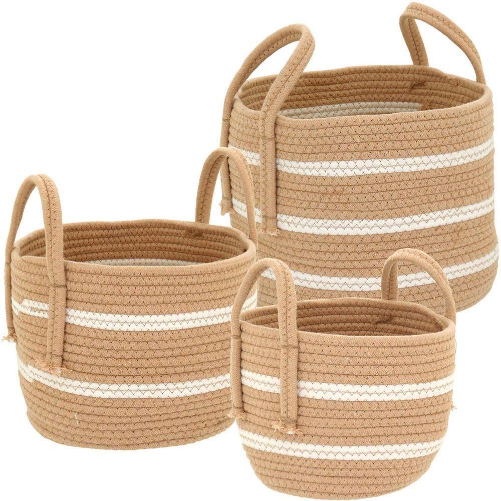 Singara Cesta Tecido Bege 3Pç - 1