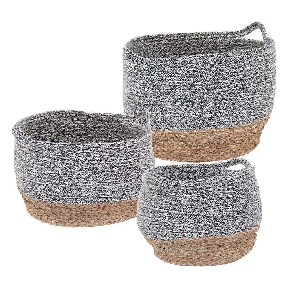 Kigali Cesta Fibra Cinza 3Pç - 1