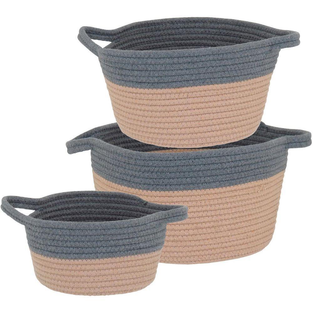 Allegra Cesta Tecido Cinza 3Pç - 1