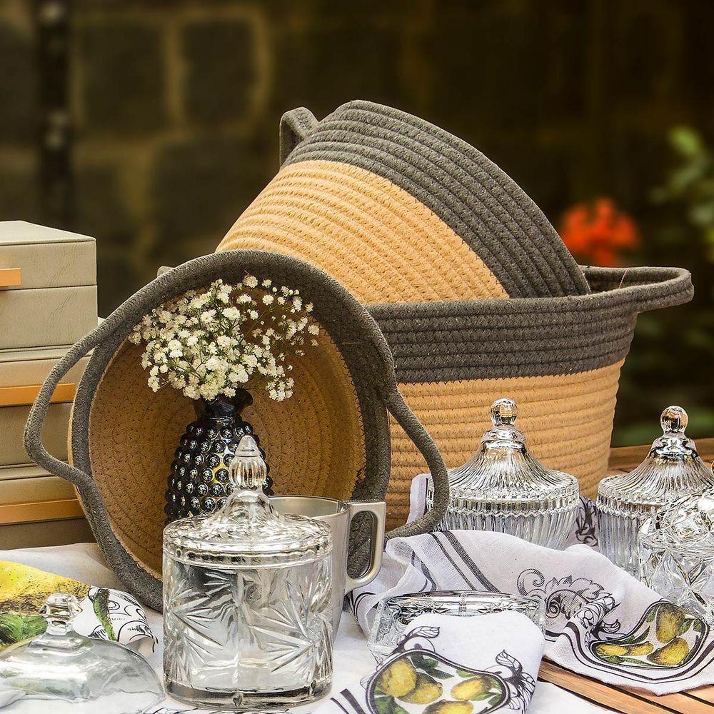 Allegra Cesta Tecido Cinza 3Pç - 2