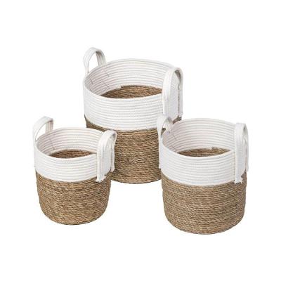 Kit De 3 Cestos Samui Fibra Natural Branco