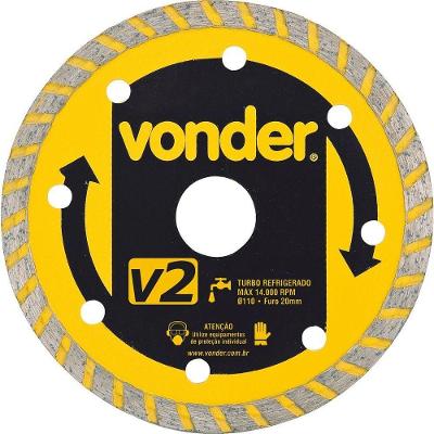Disco Diamantado 110Mm Turbo Furo 20Mm V2