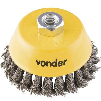 Escova Copo Torcida 3" Rosca M14 Aço Carbono Polido 12500rpm