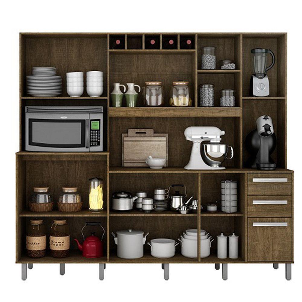 Armário De Cozinha 11 Portas E 02 Gavetas Cinamono/off Wh - 2