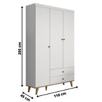 Quarto De Bebê Guarda Roupa Com Gavetas Cômoda Branco Fosco - 2