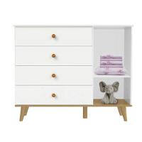 Quarto De Bebê Guarda Roupa Com Gavetas Cômoda Branco Fosco - 6
