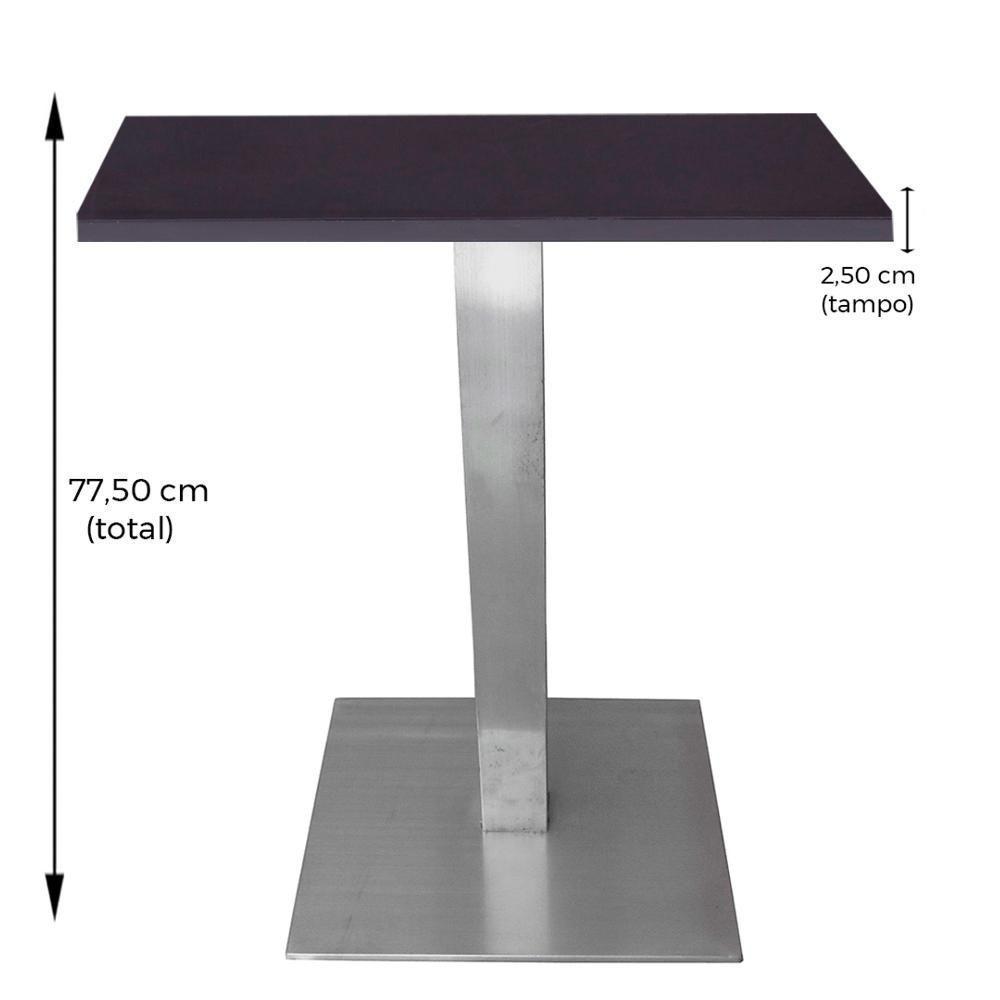 Mesa Alpha Inox 77,50 Cm (Altura) Com Tampo Em Mdp Quadrado 70 Cm Preto - 3