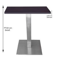 Mesa Alpha Inox 77,50 Cm (Altura) Com Tampo Em Mdp Quadrado 70 Cm Preto - 3