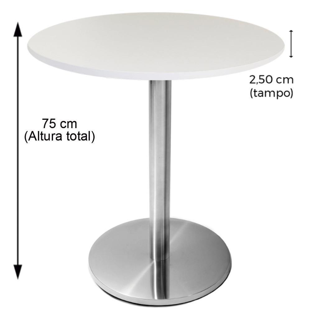 Mesa Beta Em Inox 75 Cm (Altura) Com Disco Redondo Com Tampo Em Mdp Redondo 70 Cm Branco - 4