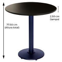 Mesa Bistrô Zeta 111,50 Cm (Altura) Com Tampo Em Mdp Redonda 80 Cm Preto