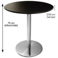 Mesa Beta Em Inox 75 Cm (Altura) Com Disco Redondo Com Tampo Em Mdp Redondo 60 Cm Preto - 5