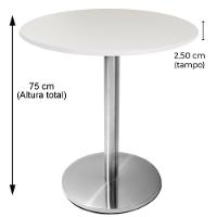 Mesa Beta Em Inox 75 Cm (Altura) Com Disco Redondo Com Tampo Em Mdp Redondo 60 Cm Branco - 2