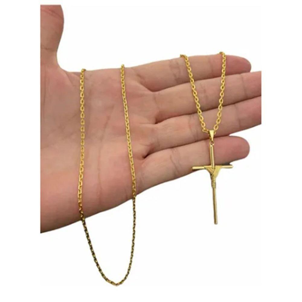 Corrente Cadeado 1mm Banhado A Ouro 18k De Moeda Antiga - 1