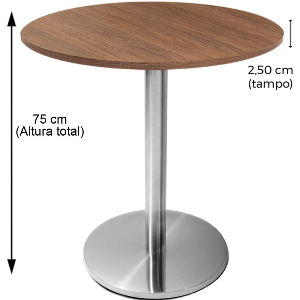 Mesa Beta Em Inox 75 Cm (Altura) Com Disco Redondo Com Tampo Em Mdp Redondo 60 Cm Imbuia - 6