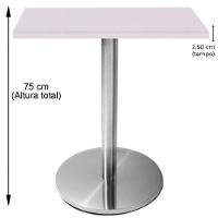 Mesa Beta Em Inox 75 Cm (Altura) Com Disco Redondo Com Tampo Em Mdp Quadrado 80 Cm Branco - 10