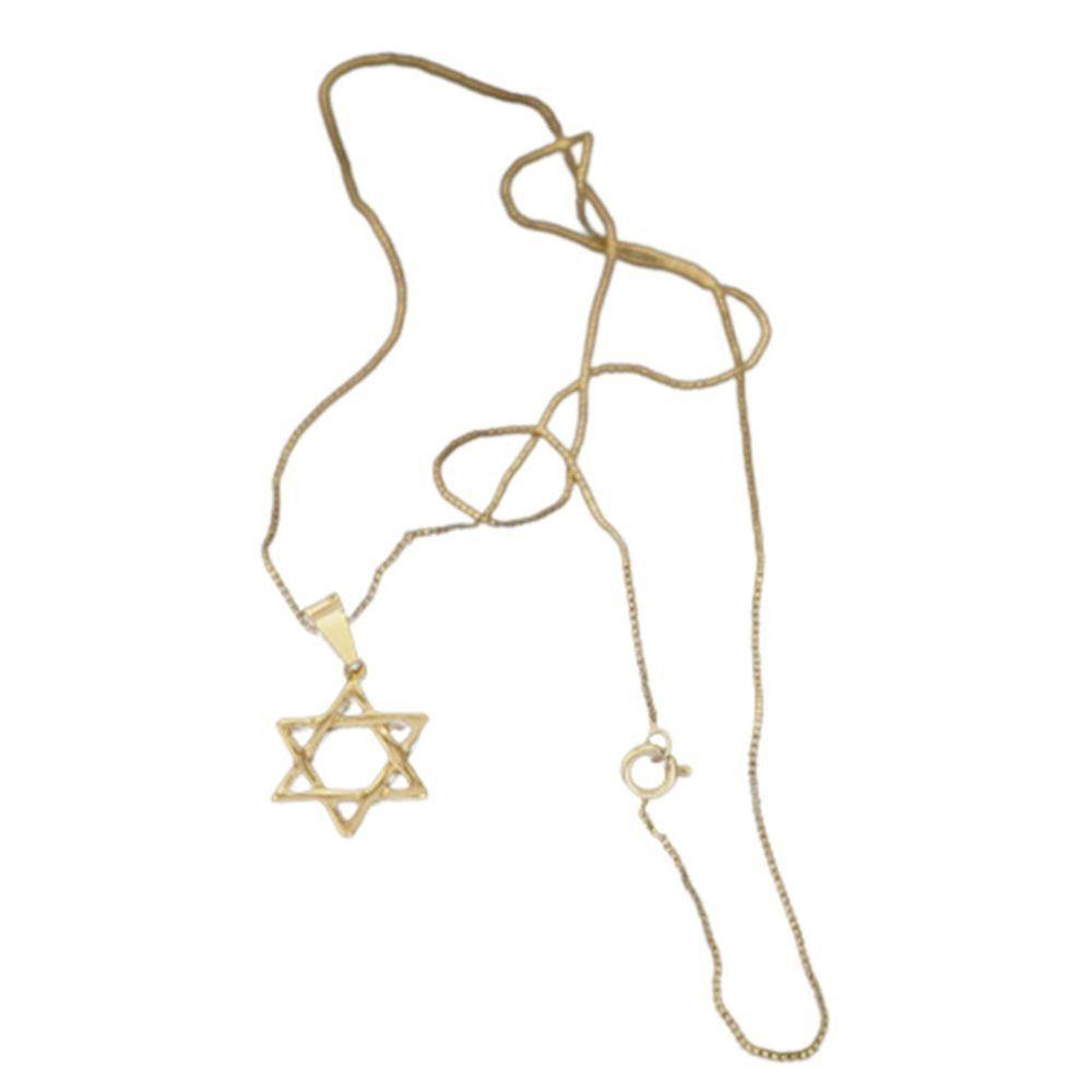 Corrente 0,7mm Com Pingente Estrela De Davi Fina Estrelas. - 1
