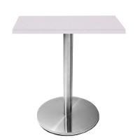 Mesa Beta Em Inox 75 Cm (Altura) Com Disco Redondo Com Tampo Em Mdp Quadrado 60 Cm Branco - 1