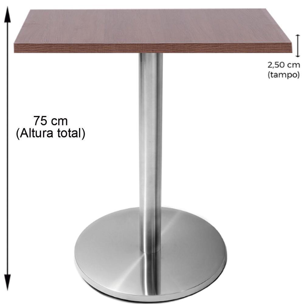 Mesa Beta Em Inox 75 Cm (Altura) Com Disco Redondo Com Tampo Em Mdp Quadrado 60 Cm Imbuia - 3