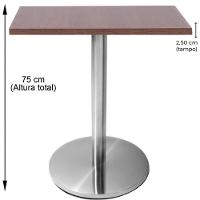 Mesa Beta Em Inox 75 Cm (Altura) Com Disco Redondo Com Tampo Em Mdp Quadrado 60 Cm Imbuia - 3