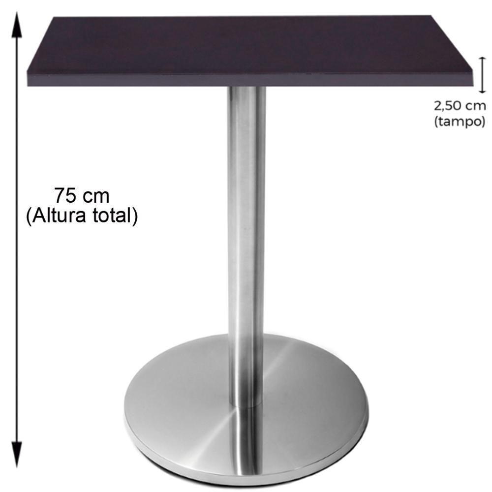 Mesa Beta Em Inox 75 Cm (Altura) Com Disco Redondo Com Tampo Em Mdp Quadrado 60 Cm Preto - 2