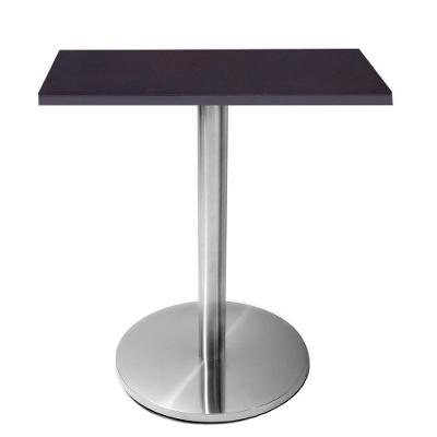 Mesa Beta Em Inox 75 Cm (Altura) Com Disco Redondo Com Tampo Em Mdp Quadrado 60 Cm Preto