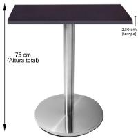 Mesa Beta Em Inox 75 Cm (Altura) Com Disco Redondo Com Tampo Em Mdp Quadrado 60 Cm Preto - 2