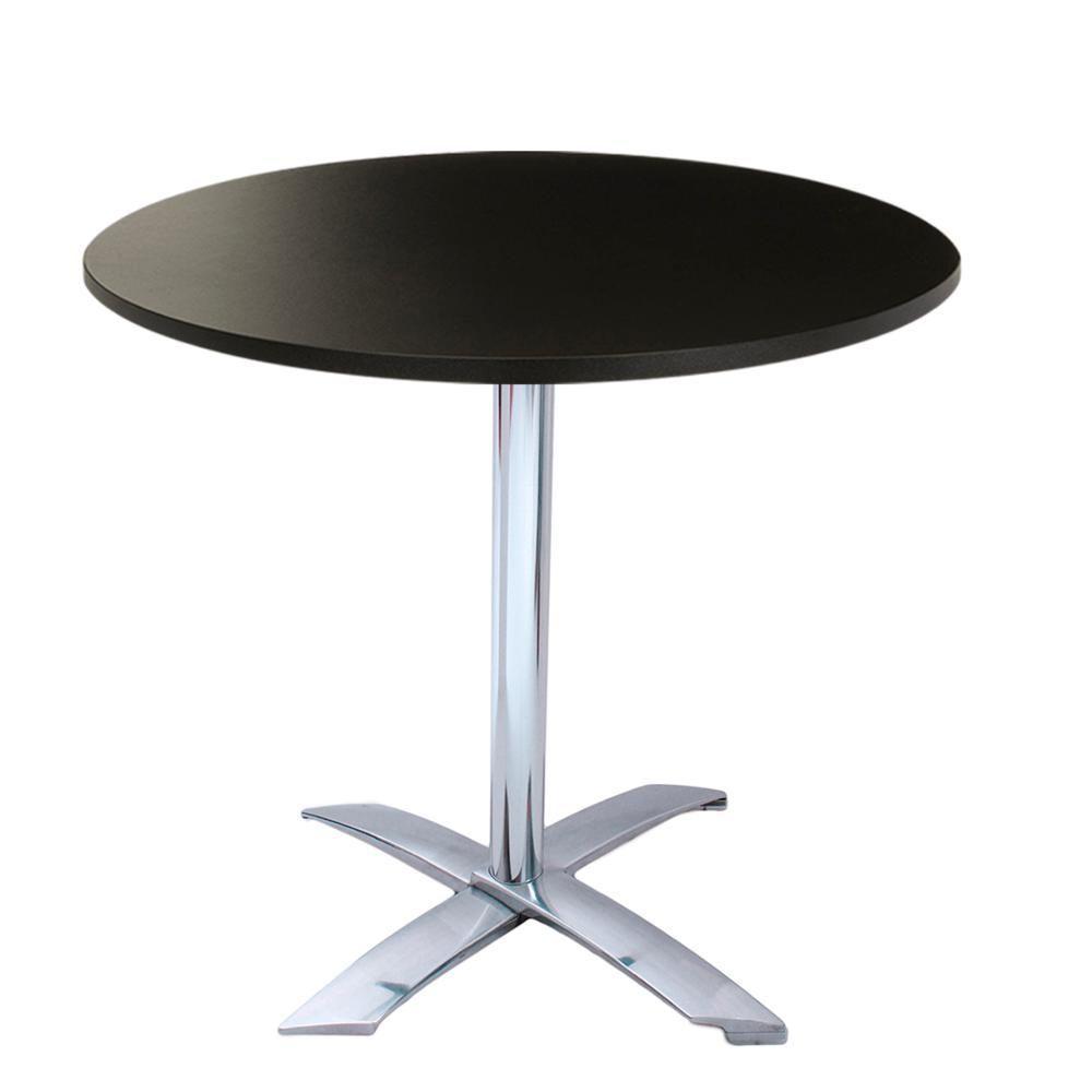 Mesa Gama Dobrável Em Alumínio 75 Cm (Altura) Com Tampo Em Mdp Redonda 80 Cm Preto - 1