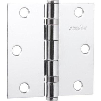 Dobradiça P/ Porta 4" Aço Carbono Cromado C/ 3 Peças Vonder
