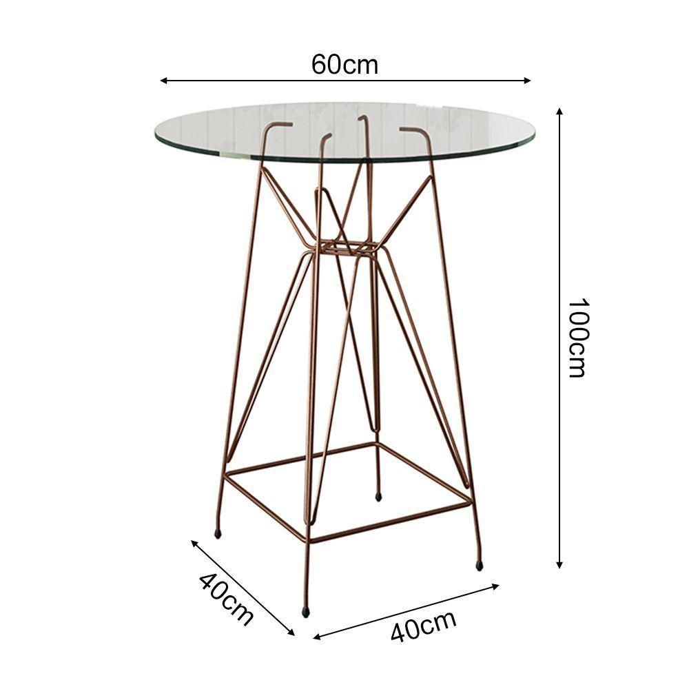 Jogo Mesa Bistrô Eames Vidro 60Cm 3 Banquetas Branca Base Ferro Cobre - Cor: Branco - 2