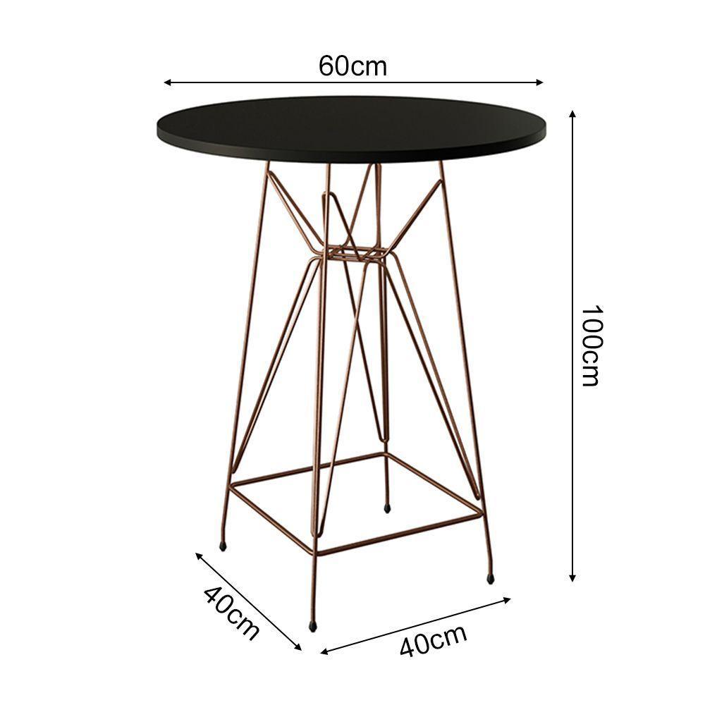 Jogo Mesa Bistrô Eames Preta 60Cm 2 Banquetas Vermelha Base Ferro Cobre - Cor: Preto - 2