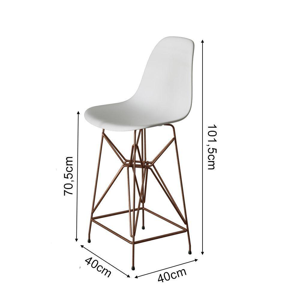 Jogo Mesa Bistrô Eames Branca 60Cm 2 Banquetas Branca Base Ferro Cobre - Cor: Branco - 3