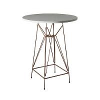 Jogo Mesa Bistrô Eames Branca 60Cm 2 Banquetas Branca Base Ferro Cobre - Cor: Branco