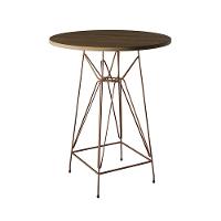 Jogo Mesa Bistrô Eames Tampo Amêndoa 60Cm 3 Banquetas Preta Base Ferro Cobre - Cor: Amendoa - 10