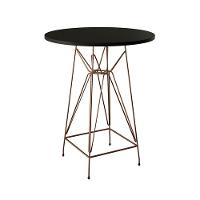 Jogo Mesa Bistrô Eames Preta 60Cm 3 Banquetas Preta Base Ferro Cobre - Cor: Preto - 7