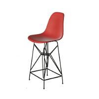 Jogo Mesa Bistrô Eames Branca 60Cm 3 Banquetas Vermelha Base Ferro Preto - Cor: Branco - 9