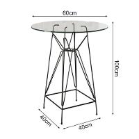 Mesa Bistrô Alta Vidro 60Cm Base Ferro Preto Cor: Branco - 2