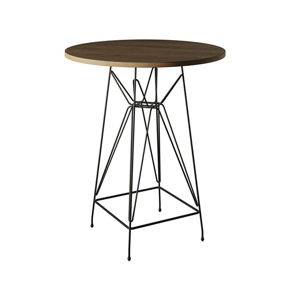 Jogo Mesa Bistrô Eames Tampo Amêndoa 60Cm 2 Banquetas Vermelha Base Ferro Preto - Cor: Amendoa - 4