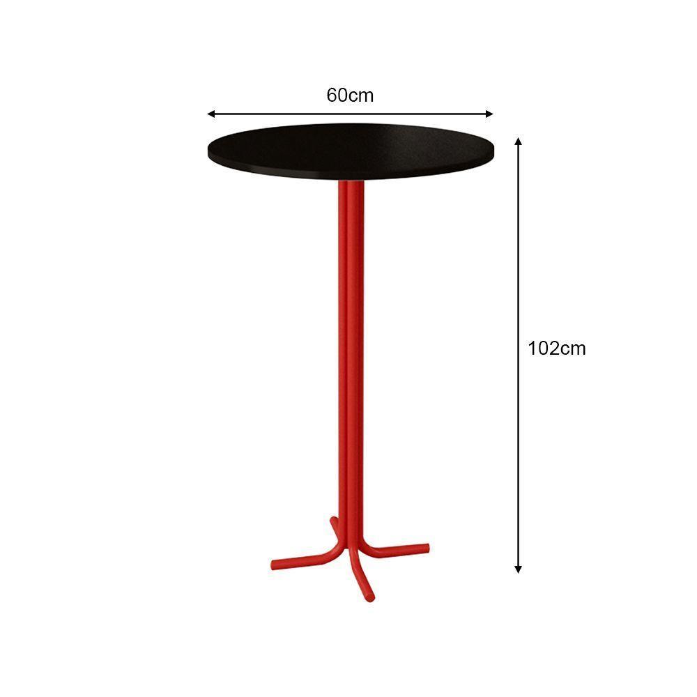 Conjunto Bistrô Mesa Com 2 Banquetas Altas Morumbi Vermelho E Tampo Preto - Preto - 2