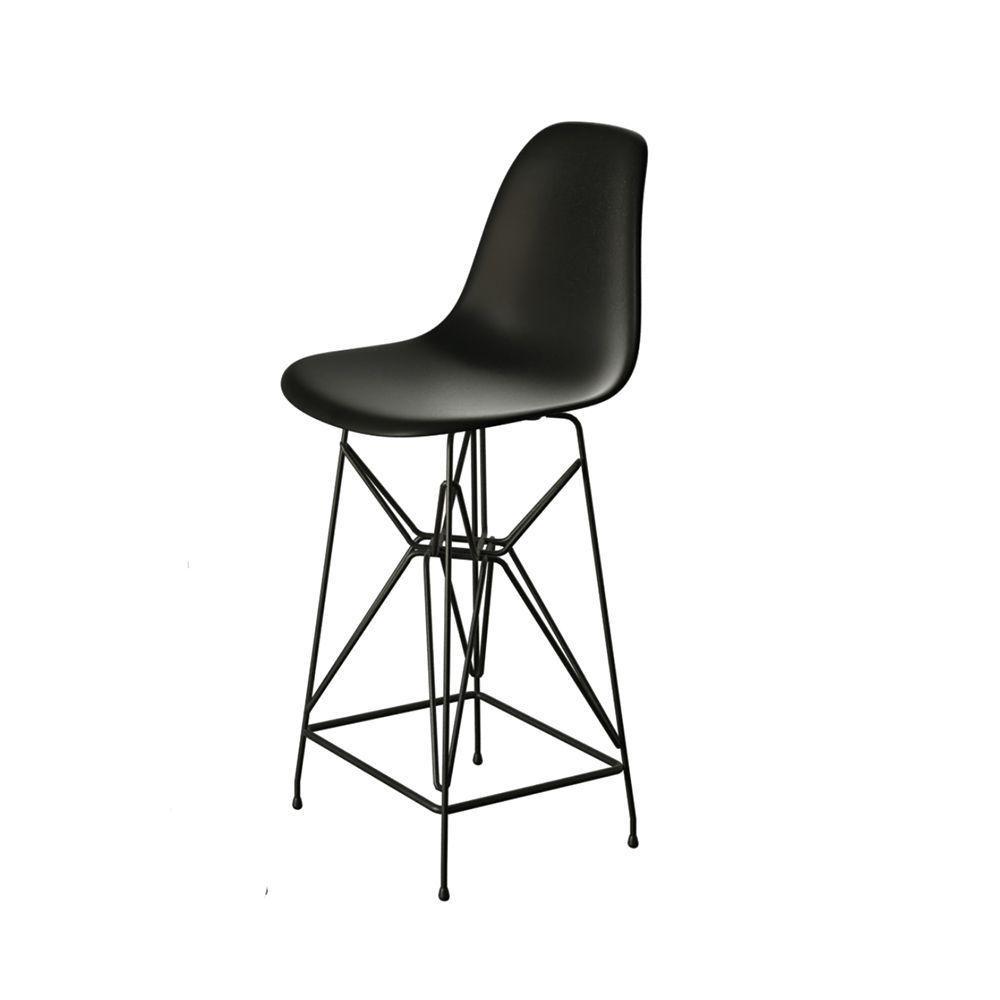 Jogo Mesa Bistrô Eames Branca 60Cm 3 Banquetas Preta Base Ferro Preto - Cor: Branco - 5