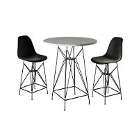 Jogo Mesa Bistrô Eames Branca 60Cm 2 Banquetas Preta Base Ferro Preto - Cor: Branco - 1