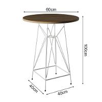 Jogo Mesa Bistrô Eames Tampo Amêndoa 60Cm 2 Banquetas Amarela Base Ferro Branco - Cor: Amendoa - 2