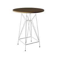 Jogo Mesa Bistrô Eames Tampo Amêndoa 60Cm 2 Banquetas Amarela Base Ferro Branco - Cor: Amendoa