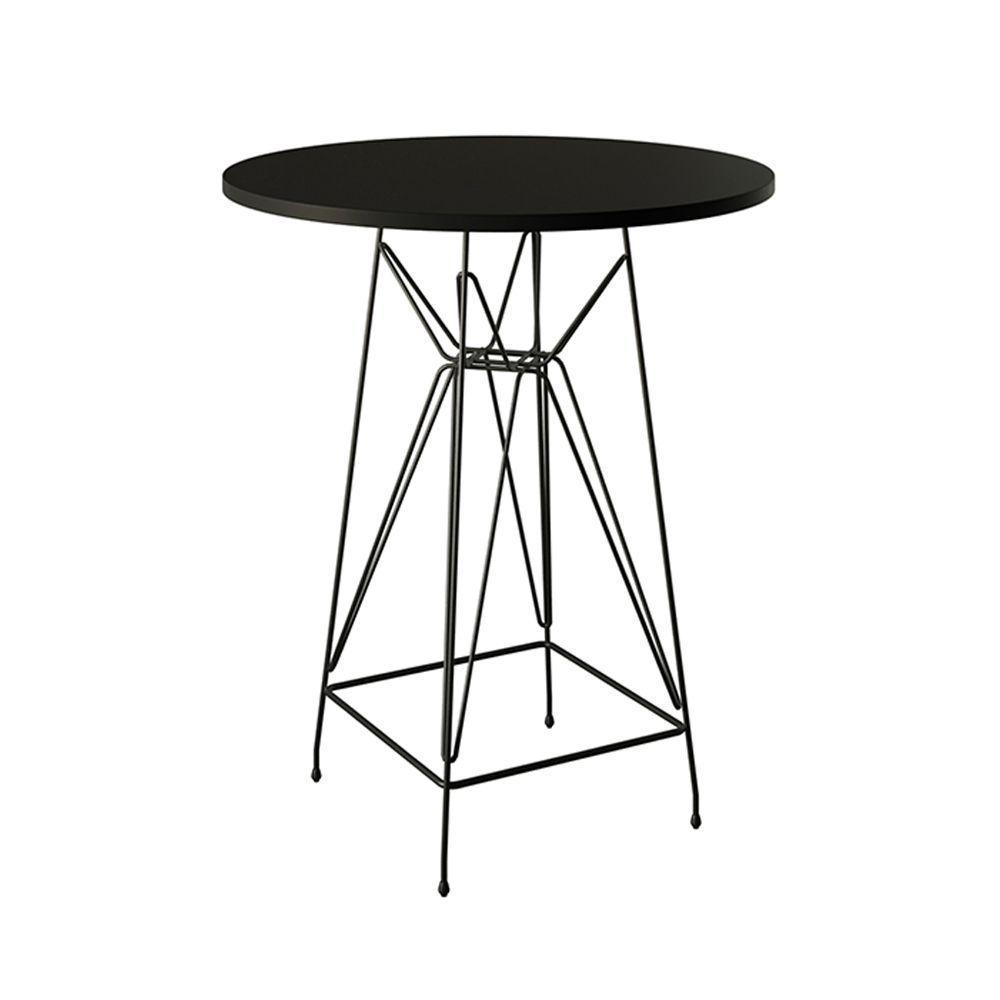 Jogo Mesa Bistrô Eames Preta 60Cm 2 Banquetas Preta Base Ferro Preto - Cor: Preto - 2