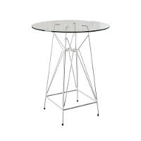 Jogo Mesa Bistrô Eames Vidro 60Cm 2 Banquetas Vermelha Base Ferro Branco - Cor: Branco