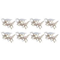 Kit 8 Conjuntos De Mesa Dobravel Com 2 Cadeiras De Madeira 70X70 - Sem - Marrom - 1