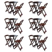 Kit 6 Jogos De Mesa Bistrô De Madeira Com 2 Cadeiras Dobravel Imbuia - Marrom - 1