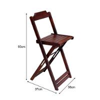 Conjunto De Mesa Bistrô Dobrável Em Madeira Maciça Com 3 Banquetas Altas - Imbuia - Marrom - 2