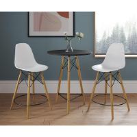 Mesa Bistrô Eames Eiffel Preta Com 2 Banquetas Brancas De Madeira - Cor: Preto - 1